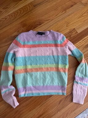 Ralph Lauren Pastel Stripe Cable-Knit Sweater - Multi
